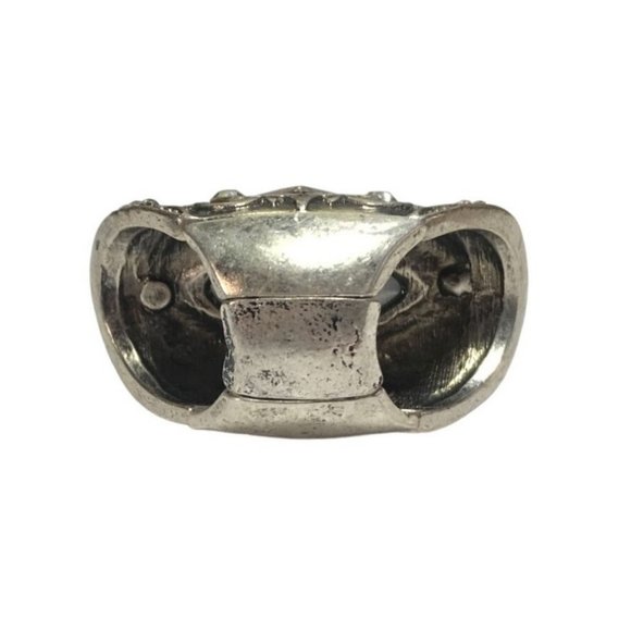 Western Style Full Finger Knuckle Joint Stretch Ring Silver Tone and Rhinestone - Picture 8 of 8